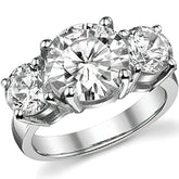 6ct (10mm,6.5mm) Round Brilliant Moissanite Three Stone Ring