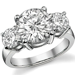 5.5ct (10mm,6mm) Round Brilliant Moissanite Three Stone Ring