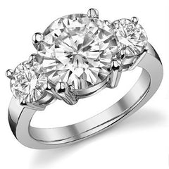 5.0ct (10mm,5mm) Round Brilliant Moissanite Three Stone Ring