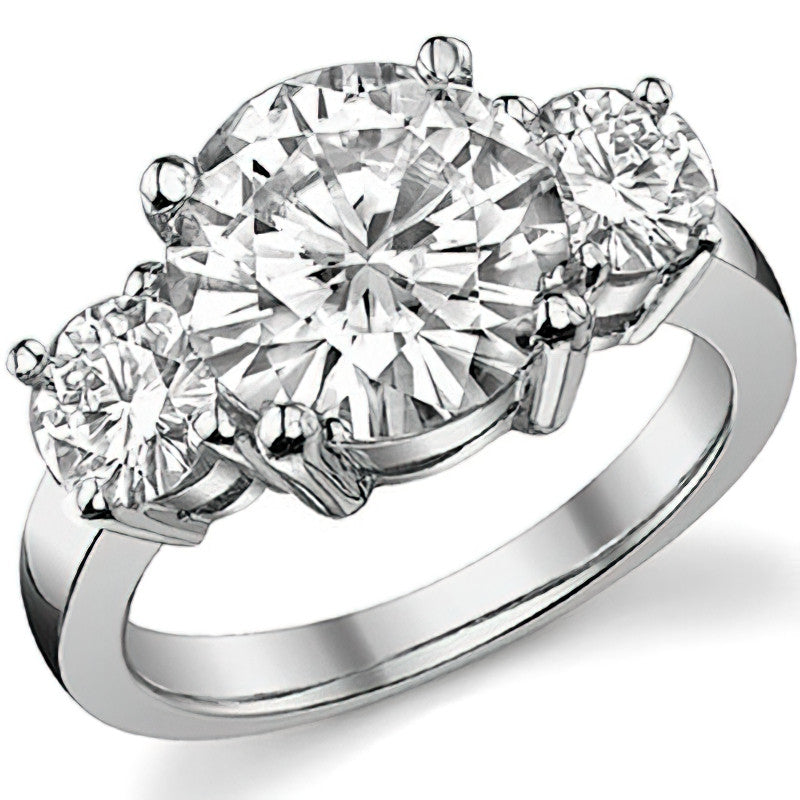 5.0ct (10mm,5mm) Round Brilliant Moissanite Three Stone Ring