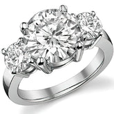 5.0ct (10mm,5mm) Round Brilliant Moissanite Three Stone Ring