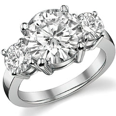 5.0ct (10mm,5mm) Round Brilliant Moissanite Three Stone Ring