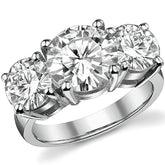 6.5ct (9.5mm,7.5mm) Round Brilliant Moissanite Three Stone Ring