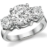 5.0ct (9.5mm,6mm) Round Brilliant Moissanite Three Stone Ring
