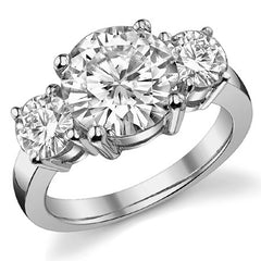 4.5ct (9.5mm,5mm) Round Brilliant Moissanite Three Stone Ring