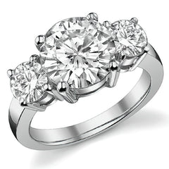 4.5ct (9.5mm,5mm) Round Brilliant Moissanite Three Stone Ring