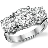 6.0ct (9.0mm,7.5mm) Round Brilliant Moissanite Three Stone Ring