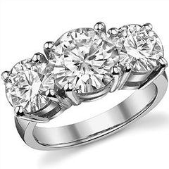 6.0ct (9.0mm,7.5mm) Round Brilliant Moissanite Three Stone Ring