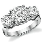 5.0ct (9.0mm,6.5mm) Round Brilliant Moissanite Three Stone Ring