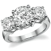 4.5ct (9.0mm,6.0mm) Round Brilliant Moissanite Three Stone Ring