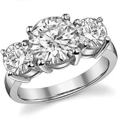 4.5ct (9.0mm,6.0mm) Round Brilliant Moissanite Three Stone Ring