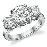 4.0ct (9.0mm,5.0mm) Round Brilliant Moissanite Three Stone Ring