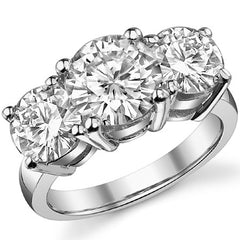 5.0ct (8.5mm,7.0mm) Round Brilliant Moissanite Three Stone Ring