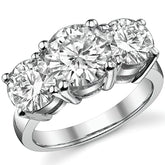 5.0ct (8.5mm,7.0mm) Round Brilliant Moissanite Three Stone Ring