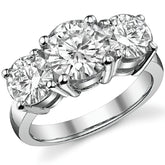 4.5ct (8.5mm,6.5mm) Round Brilliant Moissanite Three Stone Ring