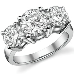 4.5ct (8.5mm,6.5mm) Round Brilliant Moissanite Three Stone Ring
