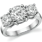 4.0ct (8.5mm,6.0mm) Round Brilliant Moissanite Three Stone Ring