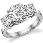3.5ct (8.5mm,5.0mm) Round Brilliant Moissanite Three Stone Ring