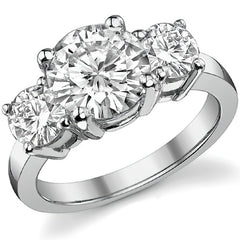 3.5ct (8.5mm,5.0mm) Round Brilliant Moissanite Three Stone Ring