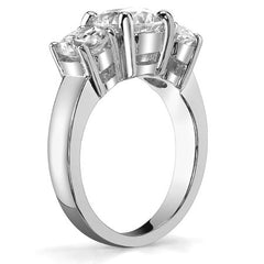 3.2ct (8.5mm,4.5mm) Round Brilliant Moissanite Three Stone Ring
