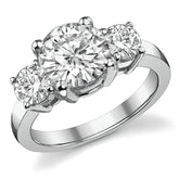 3.2ct (8.5mm,4.5mm) Round Brilliant Moissanite Three Stone Ring
