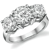 4.0ct (8.0mm,6.5mm) Round Brilliant Moissanite Three Stone Ring