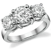 3.5ct (8mm,6.0mm) Round Brilliant Moissanite Three Stone Ring