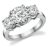 3.0ct (8.0mm,5.0mm) Round Brilliant Moissanite Three Stone Ring