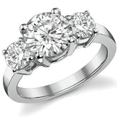 2.7ct (8.0mm,4.5mm) Round Brilliant Moissanite Three Stone Ring