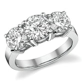 3.5ct (7.5mm,6.5mm) Round Brilliant Moissanite Three Stone Ring