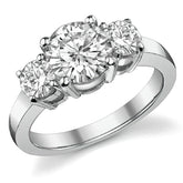 2.2ct (7.5mm,4.5mm) Round Brilliant Moissanite Three Stone Ring