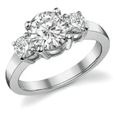 2.0ct (7.5mm,4mm) Round Brilliant Moissanite Three Stone Ring