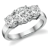 2.25ct (7mm,5mm) Round Brilliant Moissanite Three Stone Ring