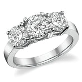 2.5ct (6.5mm,6mm) Round Brilliant Moissanite Three Stone Ring