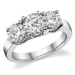 2.5ct (6.5mm,6mm) Round Brilliant Moissanite Three Stone Ring