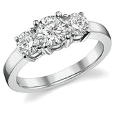1.4ct (6mm,4.5mm) Round Brilliant Moissanite Three Stone Ring