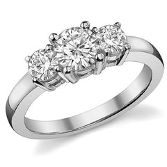 1.25ct (6mm,4mm) Round Brilliant Moissanite Three Stone Ring
