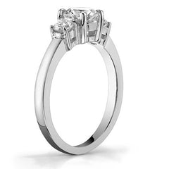 0.95ct (6mm,3mm) Round Brilliant Moissanite Three Stone Ring