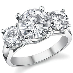 5.5ct (9.5/6.5mm) Round Brilliant Moissanite Trellis 3 Stone Ring