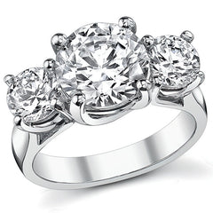5.0ct (9.5/6mm) Round Brilliant Moissanite Trellis 3 Stone Ring