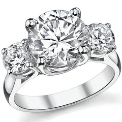 4.5ct (9.5/5mm) Round Brilliant Moissanite Trellis 3 Stone Ring