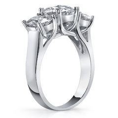 5.0ct (9.0/6.5mm) Round Brilliant Moissanite Trellis 3 Stone Ring