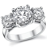 4.5ct (9.0/6mm) Round Brilliant Moissanite Trellis 3 Stone Ring