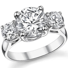 4.0ct (9.0/5.0mm) Round Brilliant Moissanite Trellis 3 Stone Ring