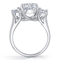 4.0ct (9.0/5.0mm) Round Brilliant Moissanite Trellis 3 Stone Ring