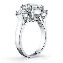 4.0ct (9.0/5.0mm) Round Brilliant Moissanite Trellis 3 Stone Ring