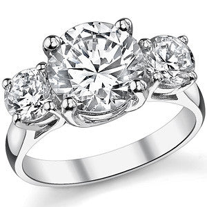 4.0ct (9.0/5.0mm) Round Brilliant Moissanite Trellis 3 Stone Ring