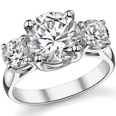 4.0ct (9.0/5.0mm) Round Brilliant Moissanite Trellis 3 Stone Ring