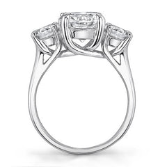3.5ct (8.5/5.0mm) Round Brilliant Moissanite Trellis 3 Stone Ring