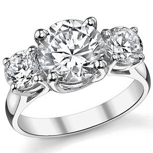 3.5ct (8.5/5.0mm) Round Brilliant Moissanite Trellis 3 Stone Ring